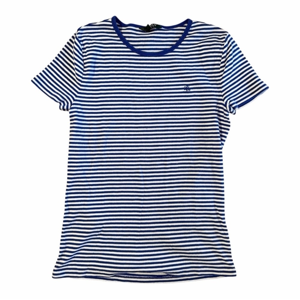 Lauren Ralph Lauren Nautical Stripe Cotton Tee Shirt XL - Picture 2 of 7
